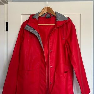 Topshop Red Hooded Rain Jacket
